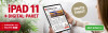 Werbung für iPAD 11 mit Digital-Paket, bietet E-PAPER inklusive WR PLUS. Text Gratis Tablet und Jetzt sichern auf grünem Button.