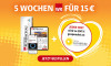 Text: GUTES LESEN & GUTES TUN. 5 WOCHEN WR FÜR 15 €. JEDER CENT WIRD ZU 100% GESPENDET AN AKTION LICHTBLICKE